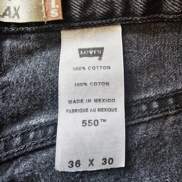 Levis 550 Relaxed Fit Taper Jeans Mens Tag 36x30 Act 35x28.5 Black Faded Wash - Picture 5 of 11